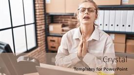  Presentation with praying hands - Presentation having young-caucasian-woman-working background and a  colored foreground