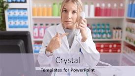  Presentation with forefinger - Slides with young-caucasian-woman-working background and a light blue colored foreground