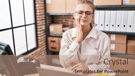  Presentation with illness - Theme with young-caucasian-woman-working background and a  colored foreground