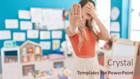  Presentation with woman sad - Presentation featuring young-caucasian-woman-working background and a lemonade colored foreground