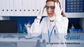  Presentation with stress - Slide set with young-caucasian-woman-working background and a  colored foreground