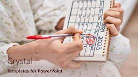  Presentation with writing - Slide set consisting of young-caucasian-woman-writing-start background and a coral colored foreground