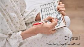  Presentation with writing - Presentation theme enhanced with young-caucasian-woman-writing-start background and a mint green colored foreground