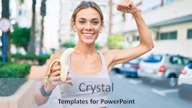  Presentation with woman sport - Slide deck consisting of young-cauciasian-fitness-woman-wearing background and a light blue colored foreground