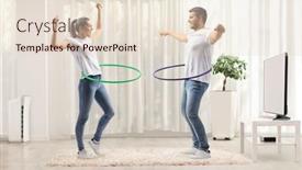  Presentation with spinning - Slide deck with young-ccheerful-couple-spinning-hula background and a lemonade colored foreground