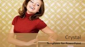  Presentation with vintage retro - Amazing slide set having young-charming-woman-staing backdrop and a coral colored foreground