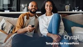  Presentation with cheerful - PPT layouts featuring young-cheerful-african-american-couple background and a ocean colored foreground