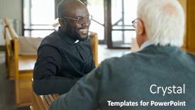  Presentation with sermon - Slide set enhanced with young-cheerful-african-american-pastor background and a dark gray colored foreground