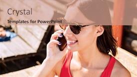  Presentation with resort - Audience pleasing theme consisting of young-cheerful-brunette-female backdrop and a coral colored foreground