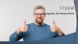  Presentation with isolation - Theme with young-cheerful-businessman-in-blue background and a light gray colored foreground