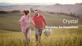  Presentation with beautiful nature - Amazing slide set having young-cheerful-couple-enjoying-running backdrop and a coral colored foreground