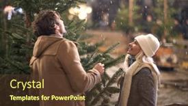  Presentation with magical - Slides having young-cheerful-couple-enjoying-snow background and a tawny brown colored foreground