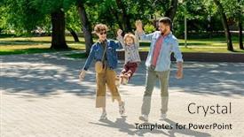  Presentation with public - Slide deck with young-cheerful-couple-in-casualwear background and a lemonade colored foreground