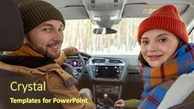  Presentation with cheerful - Slide set consisting of young-cheerful-couple-in-warm background and a tawny brown colored foreground