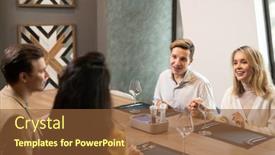  Presentation with dining restaurant - Slide deck featuring young-cheerful-dates-in-smart background and a tawny brown colored foreground