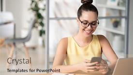  Presentation with scrolling - Theme enhanced with young-cheerful-female-manager-scrolling background and a lemonade colored foreground