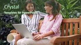  Presentation with botanical - Amazing PPT layouts having young-cheerful-female-visitors-excited backdrop and a tawny brown colored foreground