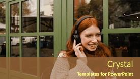  Presentation with ginger - PPT theme enhanced with young-cheerful-ginger-woman-wearing background and a tawny brown colored foreground