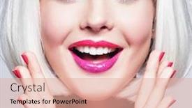  Presentation with haircut - Presentation enhanced with young cheerful happy woman closeup face bright emotions fashion hairstyle isolated white hair short haircut amused background and a lemonade colored foreground