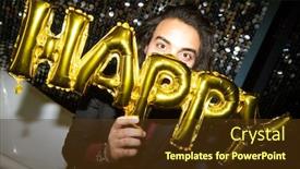  Presentation with night club - Theme enhanced with young-cheerful-man-holding-golden background and a tawny brown colored foreground