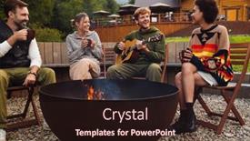  Presentation with campfire - Slide deck consisting of young-cheerful-multinational-friends-drinking background and a wine colored foreground