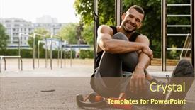  Presentation with cheerful - PPT theme having young-cheerful-muscular-sportsman-resting background and a  colored foreground