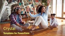  Presentation with atmosphere - Slide deck enhanced with young-cheerful-parents-with-indian background and a tawny brown colored foreground