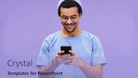  Presentation with blue video - Presentation design enhanced with young-cheerful-student-in-blue background and a light blue colored foreground