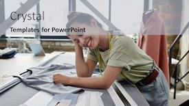  Presentation with patterns - Amazing presentation theme having young-cheerful-tailor-or-designer backdrop and a light gray colored foreground