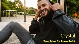  Presentation with court - PPT theme having young-cheerful-white-sportsman-putting background and a wine colored foreground