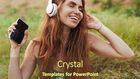  Presentation with listening - Amazing presentation theme having young-cheerful-woman-in-summer backdrop and a tawny brown colored foreground