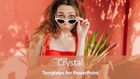  Presentation with hotel resort - Cool new PPT theme with young-cheerful-woman-wearing-sunglasses backdrop and a coral colored foreground