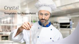  Presentation with cooking chef - Audience pleasing presentation design consisting of young chef cooking backdrop and a lemonade colored foreground