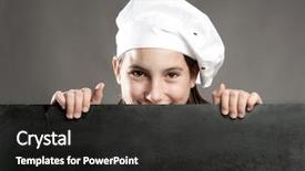  Presentation with chalkboard - Cool new presentation with young chef holding menu chalkboard backdrop and a dark gray colored foreground