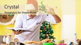  Presentation with chef - PPT layouts enhanced with young chef husband working background and a blonde colored foreground