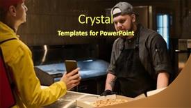  Presentation with order - Presentation design having young-chef-in-uniform-looking background and a  colored foreground