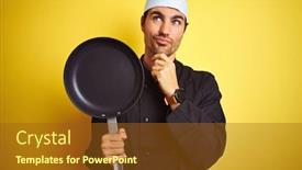  Presentation with cook chef - Theme consisting of young-chef-man-wearing-uniform background and a tawny brown colored foreground