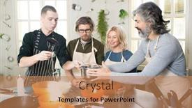  Presentation with helping man - Audience pleasing theme consisting of young-chef-or-coach backdrop and a coral colored foreground