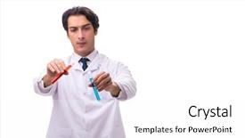  Presentation with chemist - Presentation theme with young chemist isolated on white background and a white colored foreground