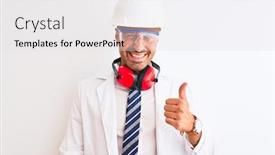  Presentation with camera security - PPT layouts with young-chemist-man-wearing-security background and a white colored foreground