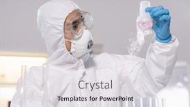  Presentation with pharmacist - PPT layouts enhanced with young-chemist-or-pharmacist background and a light gray colored foreground