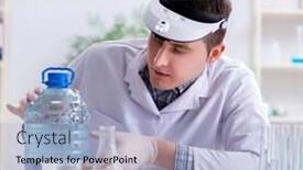  Presentation with young college student diagnosis of chlamydia - Slides enhanced with young-chemist-student-experimenting background and a light blue colored foreground