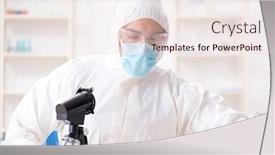  Presentation with chemicals - Slide deck consisting of young chemist student working in lab on chemicals background and a lemonade colored foreground