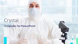  Presentation with chemicals - Colorful PPT layouts enhanced with young-chemist-student-working backdrop and a sky blue colored foreground