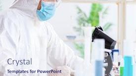  Presentation with chemist - PPT theme enhanced with young-chemist-student-working background and a sky blue colored foreground