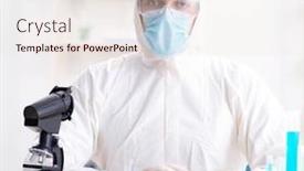  Presentation with chemicals - Amazing presentation theme having young-chemist-student-working backdrop and a sky blue colored foreground