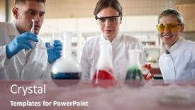  Presentation with chemical reaction - Audience pleasing slide deck consisting of young-chemistry-students-are-excited backdrop and a coral colored foreground