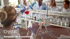  Presentation with chemistry - Amazing slide set having young-chemistry-students-are-excited backdrop and a violet colored foreground