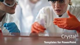  Presentation with chemistry - Presentation theme consisting of young-chemistry-students background and a violet colored foreground