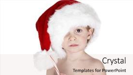  Presentation with cane - Audience pleasing presentation theme consisting of young child eating a candy cane and wearing a santa hat backdrop and a lemonade colored foreground